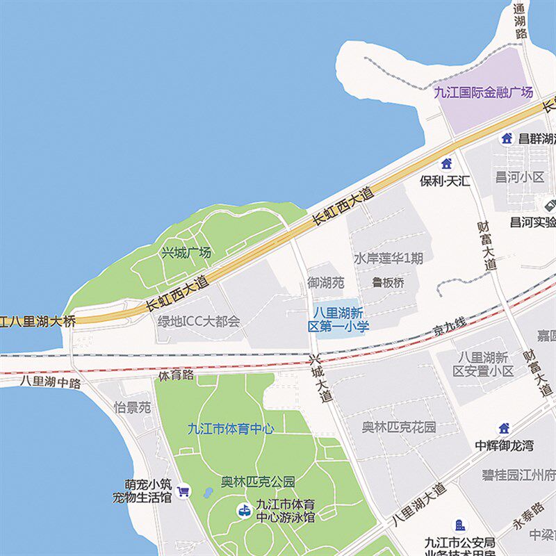 2024新款九江市城区地图办公室挂图高清防水墙壁装饰实物推荐定制