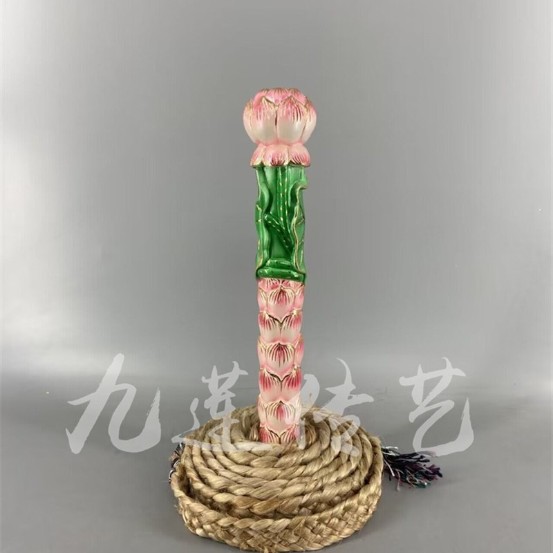 木雕法绳莲花法鞭香樟木手工雕刻彩绘九莲木雕各类法索定制