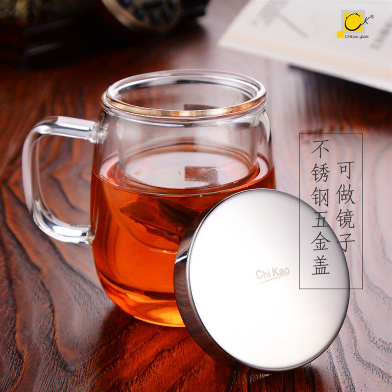 奇高玻璃杯带盖过滤办公室花茶杯子加厚创意男女士茶水分离包邮