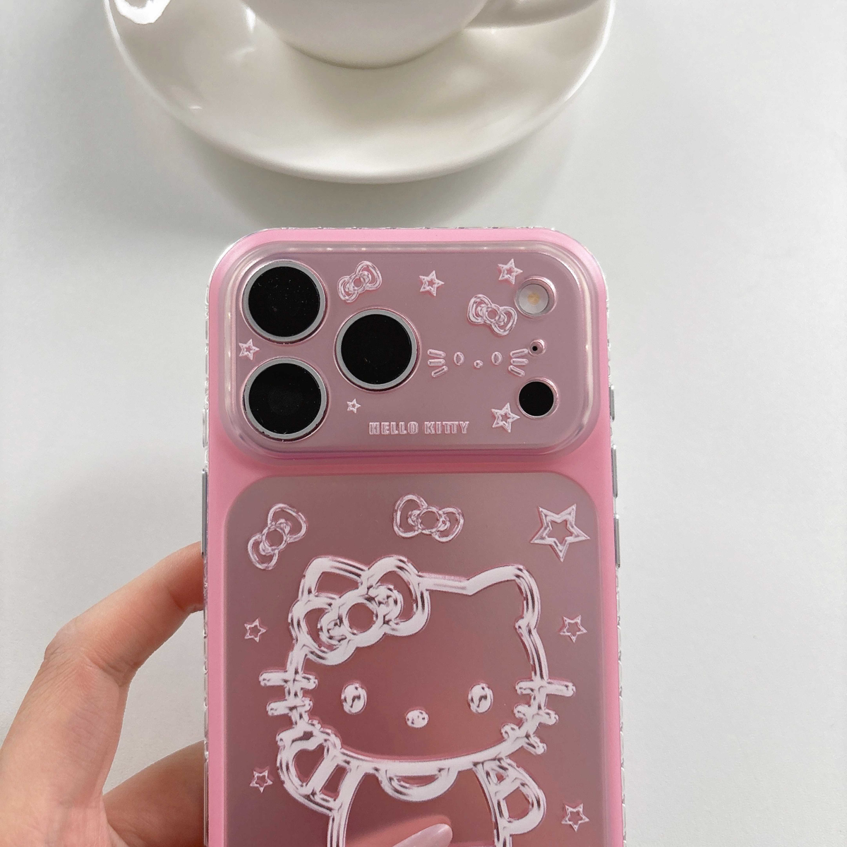 银底镭射线条招手猫咪佐黎适用iPhone17promax手机壳苹果16新款15Pro少女心16pm甜美17Pro全包防摔