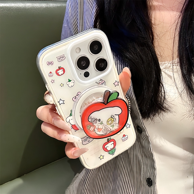 磁吸韩风白底苹果头套狗狗适用苹果17promax手机壳iphone16pro新款15pro带支架pm气囊双层17全包防摔保护套女