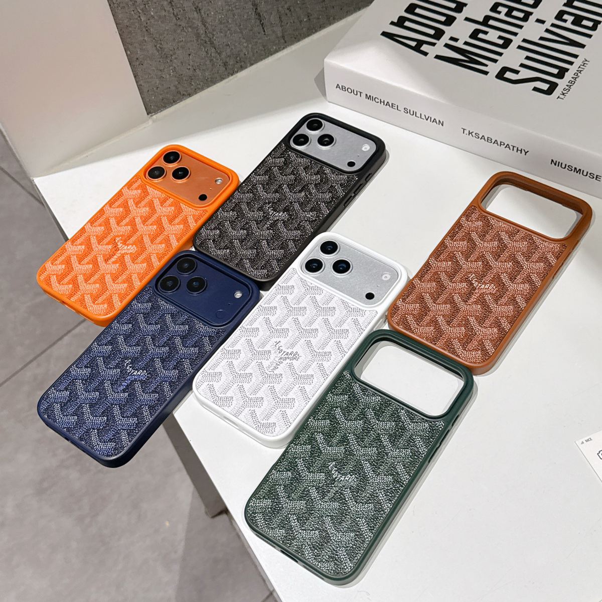潮牌Goyard戈雅条纹适用iPhone17ProMax手机壳苹果16pro全包保护套15PM防摔外壳皮革磨砂14/13软壳狗牙网红17