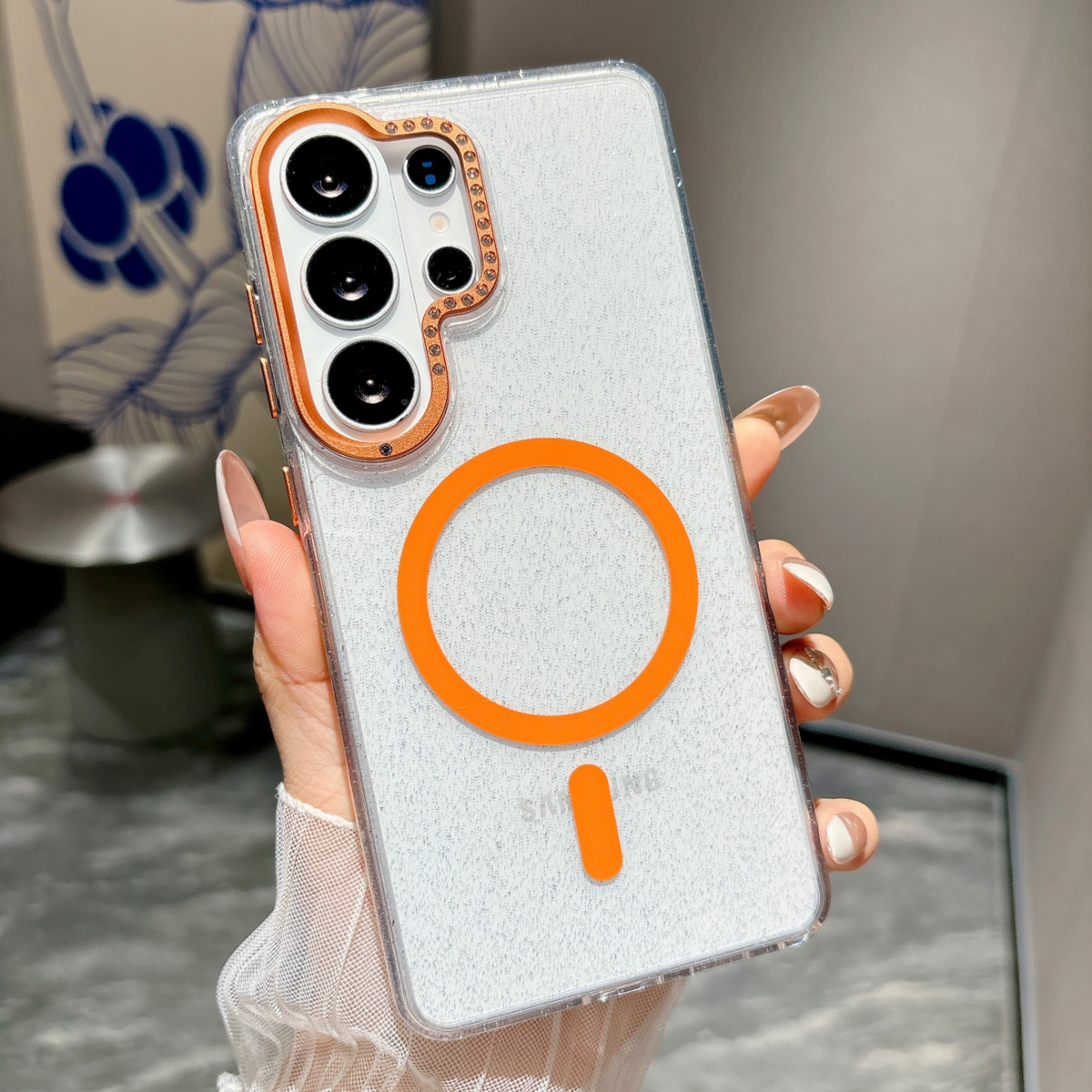 ins简约高级感闪粉磁吸适用三星s26ultra手机壳防摔galaxy25ultra不灵不灵保护套新款五金镜头17PM超好看软边