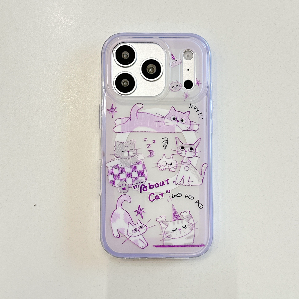 涂鸦猫咪ins爱心飞马适用iPhone17PROMAX手机壳卡通苹果16PM全包15PRO可爱防摔软保护套