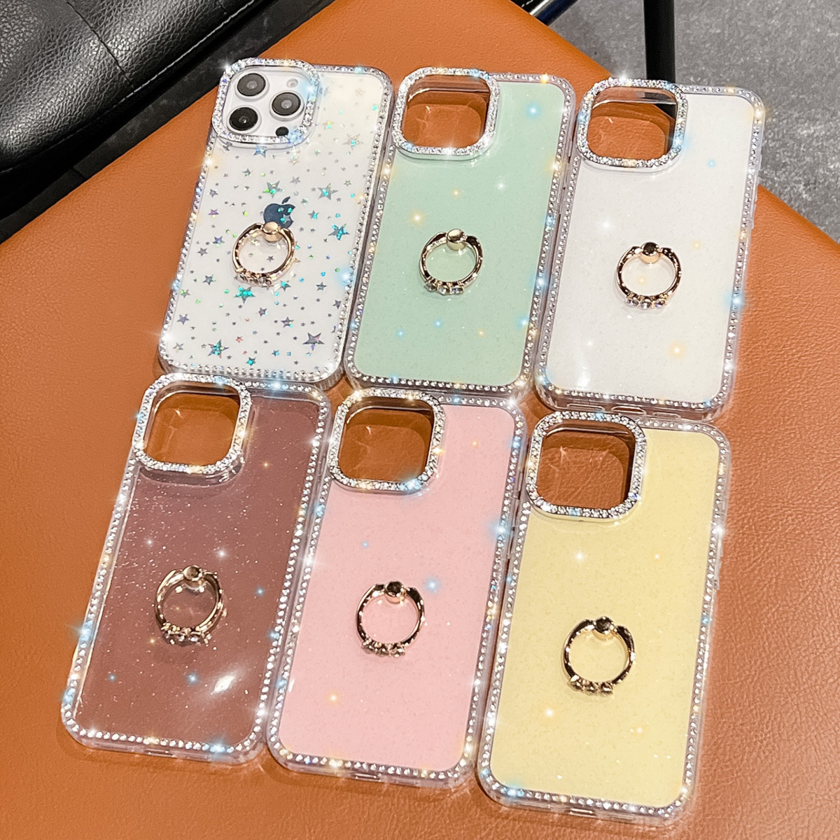 闪钻IMD闪粉13星星点钻14带指环扣支架适用于iPhone15ProMax苹果16Plus情侣款17E手机壳