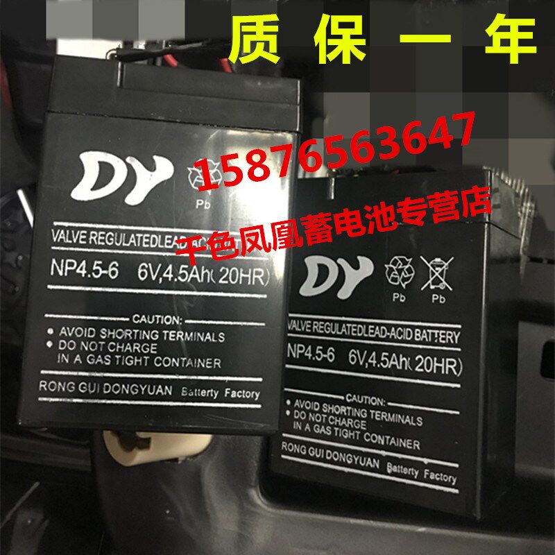DY电瓶 NP4.5-6 6V4.5AH/20HR 儿童电动车 玩具车 四轮三轮车电池
