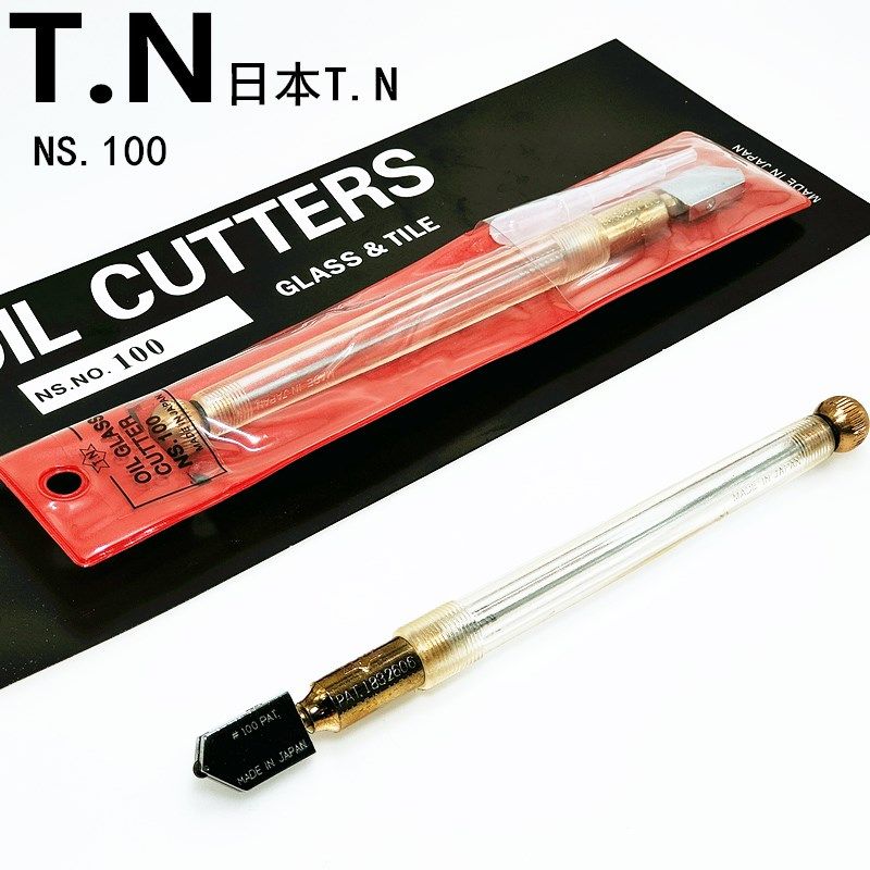 日本进口TN-100玻璃刀滚轮式划玻璃刀瓷砖切割刀纯铜头透明5-12mm