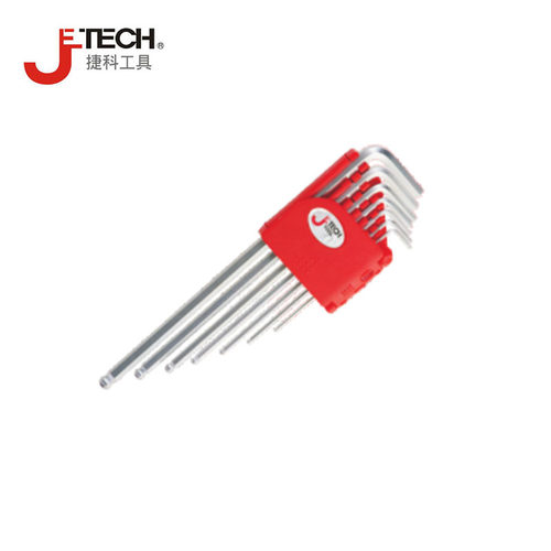 JETECH捷科 球头镀铬内六角扳手7支套装标准BS-C7加长BM特长BL