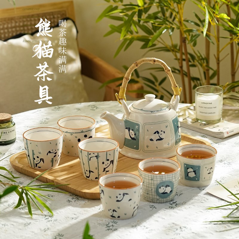 泡茶壶陶瓷茶壶套装泡茶家用高档大容量花茶壶日式复古功夫茶具