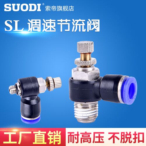 气缸快速插管接头可调节流阀SL4-M5/6-01/8-02/10-03/12-04气嘴