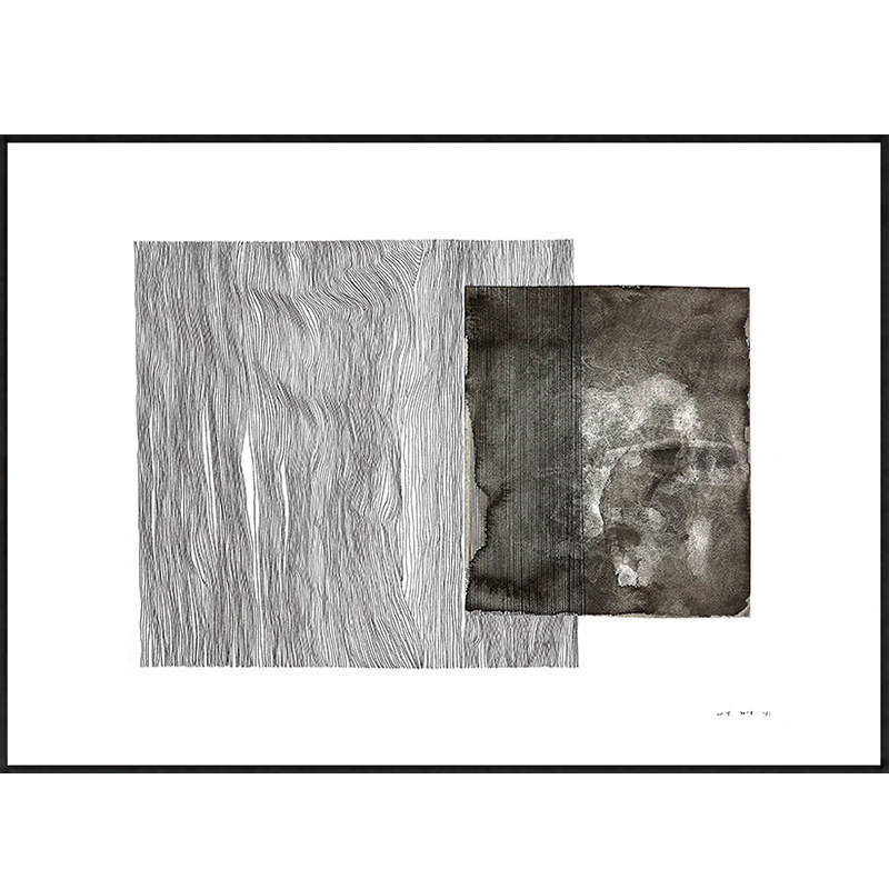 鳟鱼北欧抽像壁画 客厅走廊挂画长方形装饰画 过道卧室黑白横版画