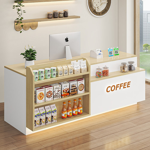 吧台超市收银台店铺小型柜台便利店吧台桌L展示架奶茶店前台接待