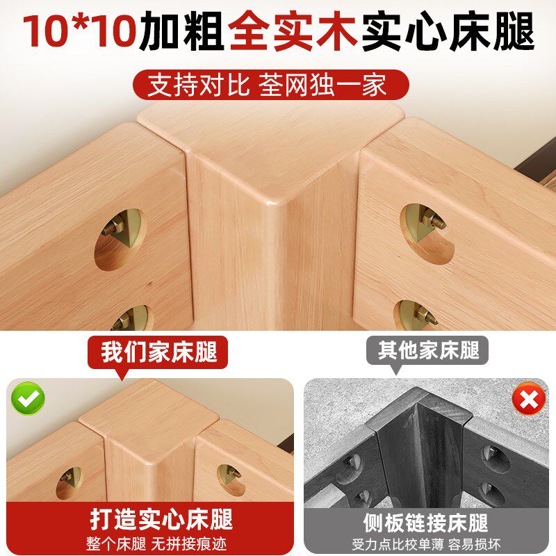 全实木榻榻米床加粗10cm床腿无床头无靠背矮床定制任意尺寸排骨床