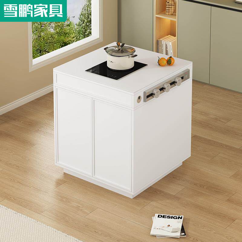 轻奢岩板中岛台厨房餐桌单独简约开放式吧台茶桌柜小户型6E10-1