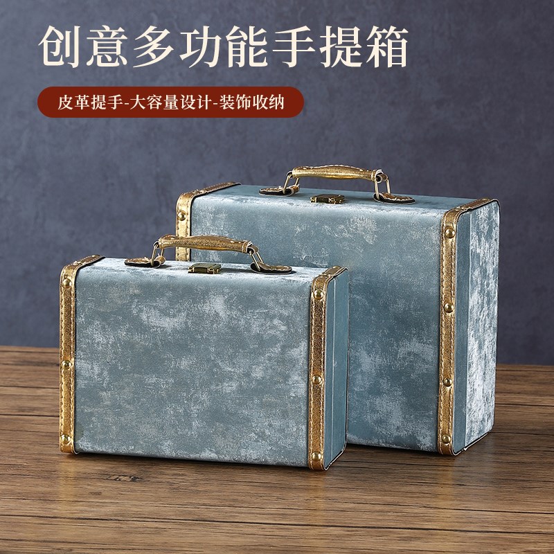 欧式木质b新款手提箱珠宝首饰收纳箱橱窗陈列影视摄影拍摄道具皮