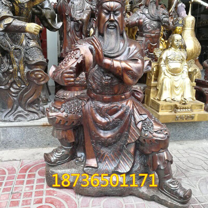 特大号纯铜座山关公铜像武财神铜C关公铜器工艺品摆件家居装饰品