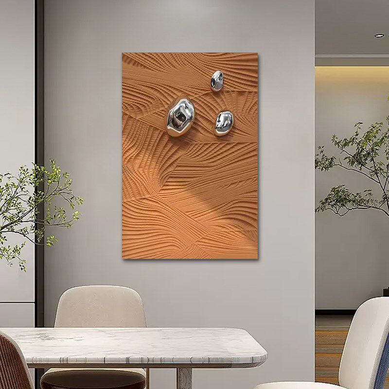 橙色高级感体浮雕挂画 画立走廊过道玄关画 画I石来运转客厅背景
