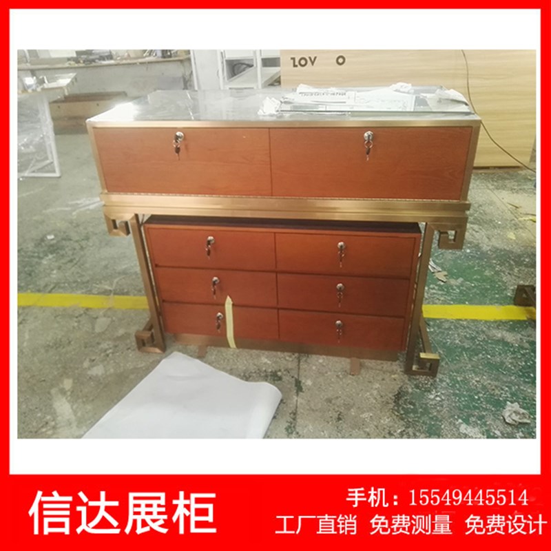 不锈钢首饰珠宝展示柜透明玻x璃珠宝展柜饰品展示柜展示柜定制带