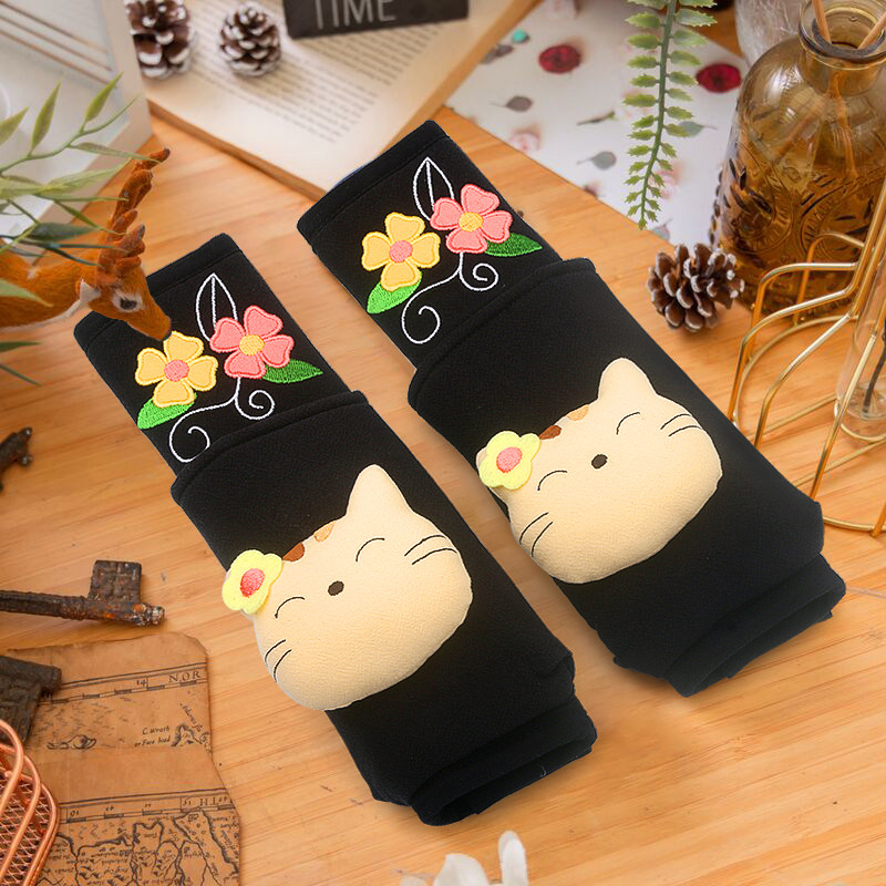 kine猫小花猫汽车通用安全带套护肩套立体卡通冰箱门把饰品可爱女