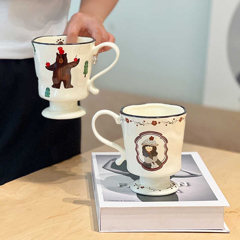 创意感樱桃小丸子陶瓷马克杯咖啡杯水杯小众大容量早餐杯耐高温