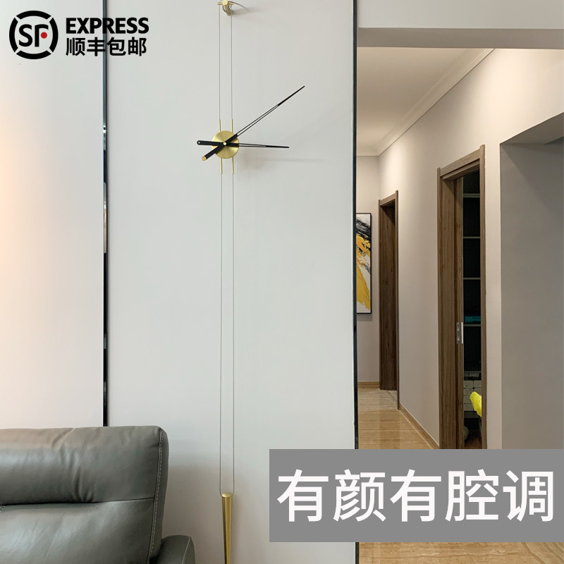 西班牙极简挂钟客厅家用纯铜装饰挂墙表北欧风创意时尚静音石英钟