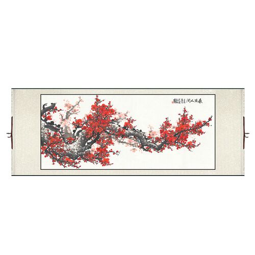 国画梅花新中式卷轴挂画客厅书房装饰画沙发背景墙画餐厅卧室壁画
