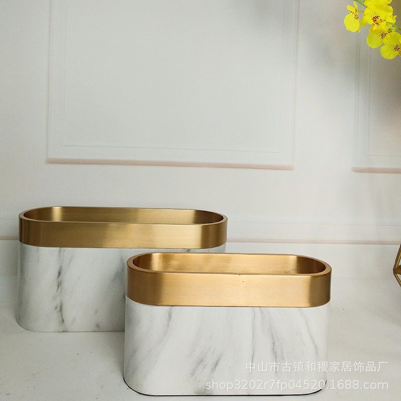 北欧花瓶家居软装饰品桌面花插样板房花器花瓶摆件仿大理石工艺品