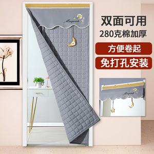 冬季加厚棉门帘挡风保暖免打孔空调帘双面保温欧式隔断帘卧室新品