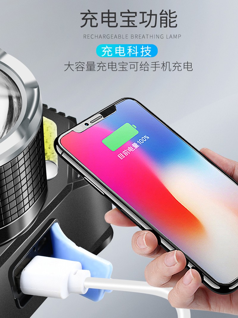 沃尔森升级款W81红外感应头灯充电超长续航远近双光源夜钓矿灯