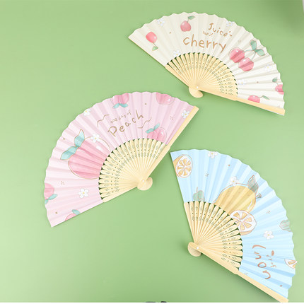 中国风古典纸面夏日折叠学生用小竹卡通古装女式风代汉服随身扇子