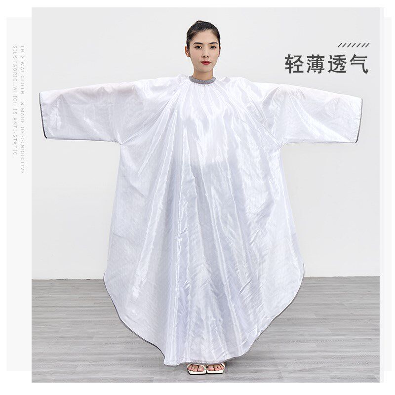 高档发廊带袖子导电丝围布不沾发防静电理发围布加大尺寸轻薄防水