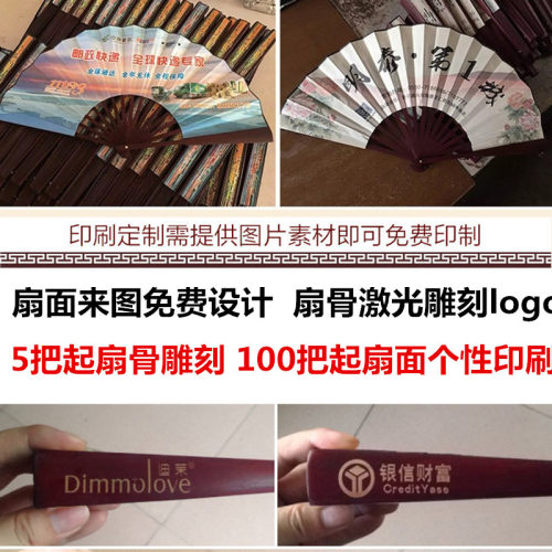 10寸丝绸大绢扇子中国风古风折扇雕刻手工艺礼品复古典男折叠扇竹