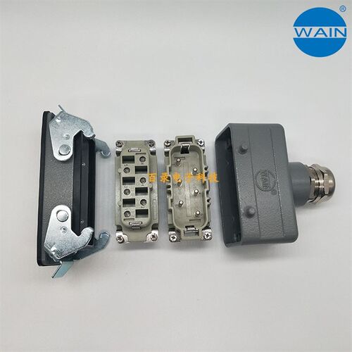 WAIN唯恩重载连接器6针双扣开孔底座上壳顶出 HSB-006-M/F哈丁35A