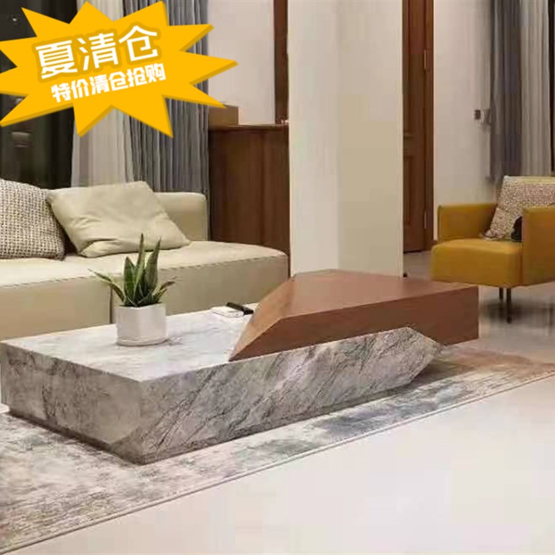 大理石茶几简约小户型茶台家用组合桌子可定做方形新中式北欧茶桌