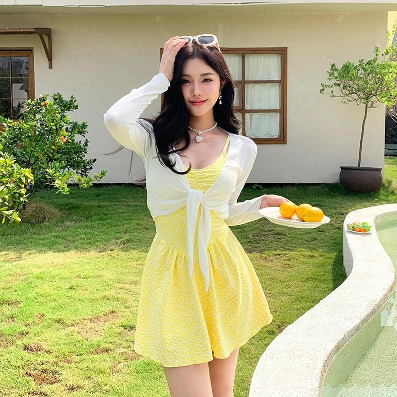 大码泳衣女胖mm裙式连q体显瘦遮肚长袖罩衫小胸聚拢高级感保守度