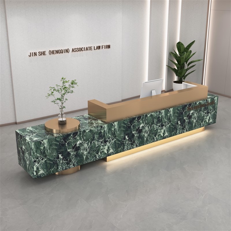 公司前台接待台酒店大厅收银台售楼办公室吧台桌彷岩X板大理石定