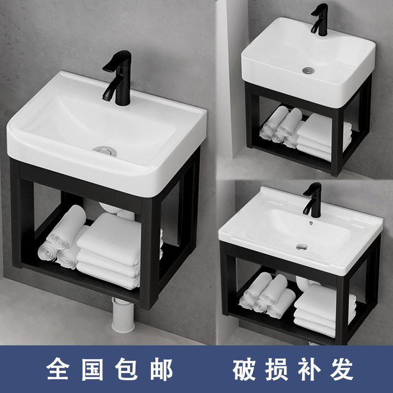 陶瓷洗手盆柜组合小户p型家用洗脸单盆卫生间洗漱台挂墙阳台洗脸
