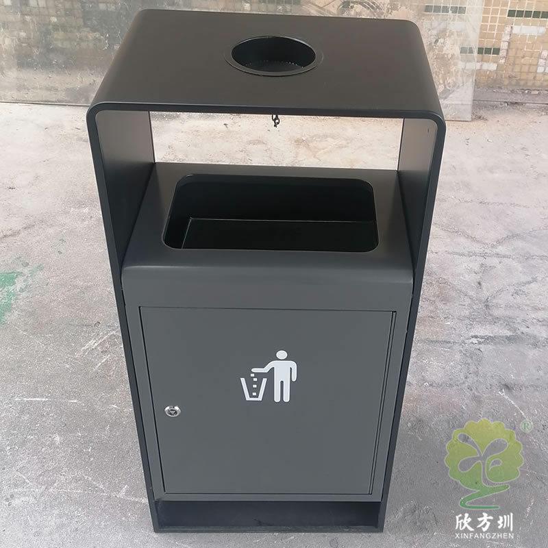 户外公共区域环卫筒镀锌板铁皮不锈钢垃圾桶金属果皮箱厂定制