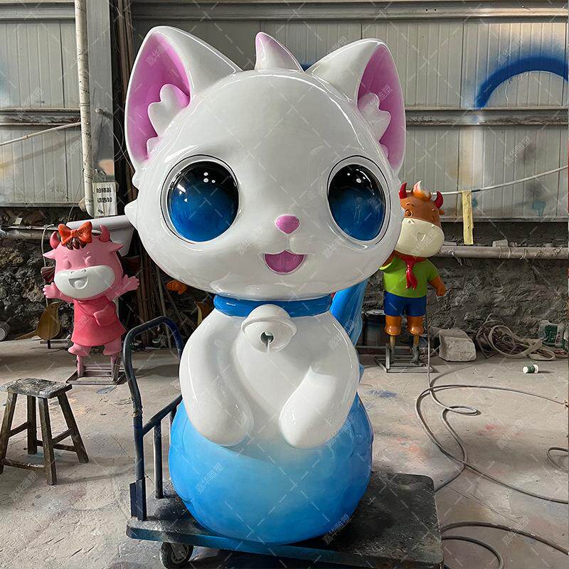 玻璃钢卡通雕塑定制猫头鱼公仔吉祥物商场美陈装饰摆件