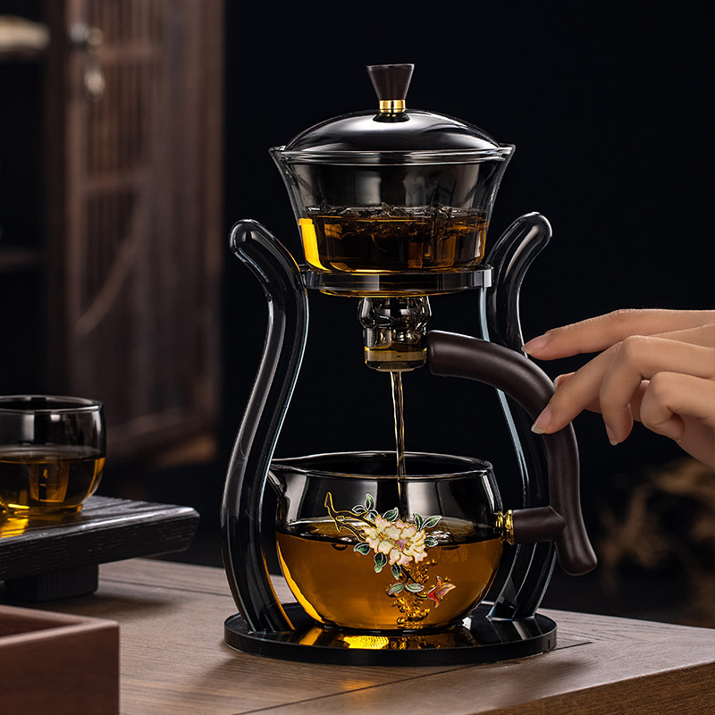 半自动磁吸懒人泡茶器玻璃功夫茶具套装家用办公泡茶壶高档