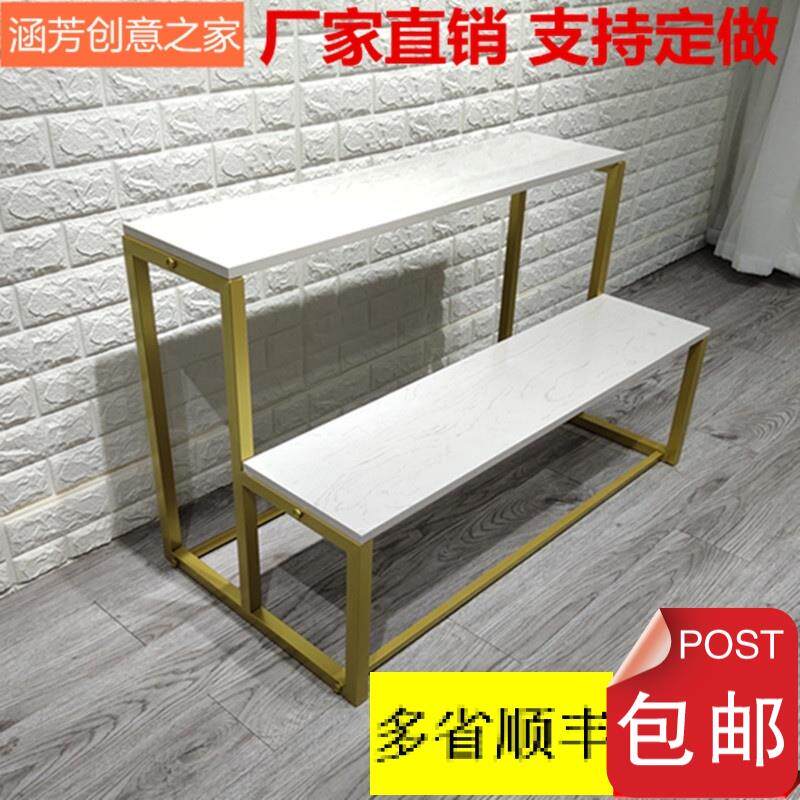 中岛高低流水台展示架男女童装店铺中间鞋包摆台模特饰品陈列货架