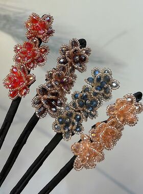 简约韩国懒人扭扭盘发器女简约花朵由于盘发棒低丸子头网红盘发杆