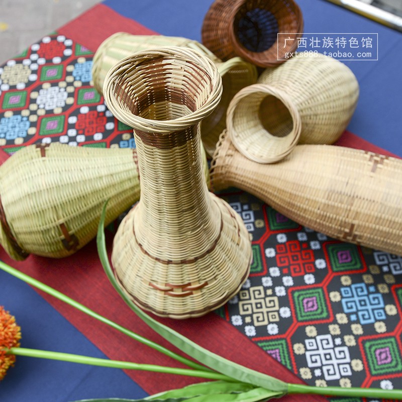 广西特色民间工艺品 手工编织竹篮花瓶 家居客厅饰品桌面插花花篮