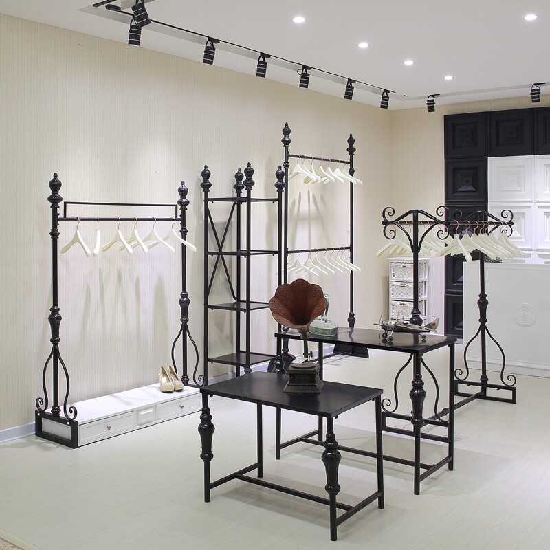 服装店铁艺服装货架落地式靠墙正侧挂衣架中岛架流水台展示架包邮