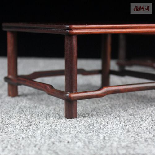 大红酸枝木工艺品摆件底座 花瓶盆景花盆实木桌面小花架 明式底座