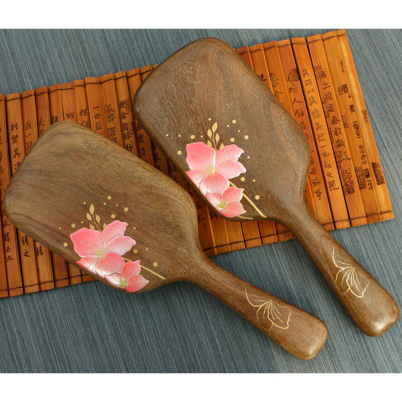 一把装手工重蚁木气囊按摩木梳子卷发大板气垫梳家用加厚长24.5CM