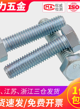 8.8级镀锌外六角螺丝螺栓兰白锌M10M12*20x25x30x35x40x45x50mm厘