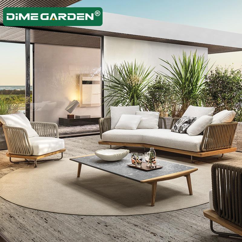 北欧风格户外沙发藤编庭院家具组合DIME GARDEN实木阳光房家具