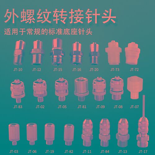 鲁尔点胶转接头 不锈钢卡套接头 M5-M12外螺纹金属配件 铁氟龙分