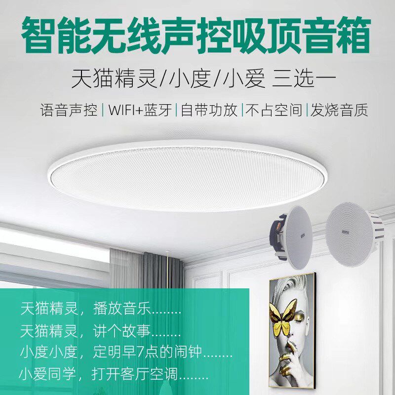 天猫精灵小爱同学小度智能AI语音吸顶式音箱喇叭智能家居背景音乐